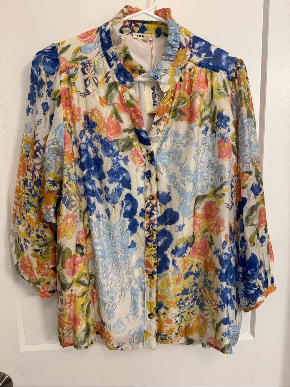 Floral Button-Front Blouse in Multicolor by Jodifl Size Small